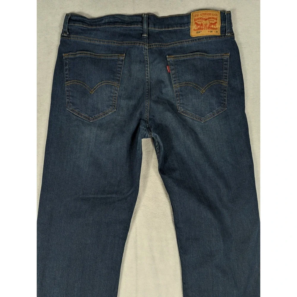 Levi's 514 Straight Fit Classic 5-pocket Jeans Dark Blue Wash Mens Size 36‎